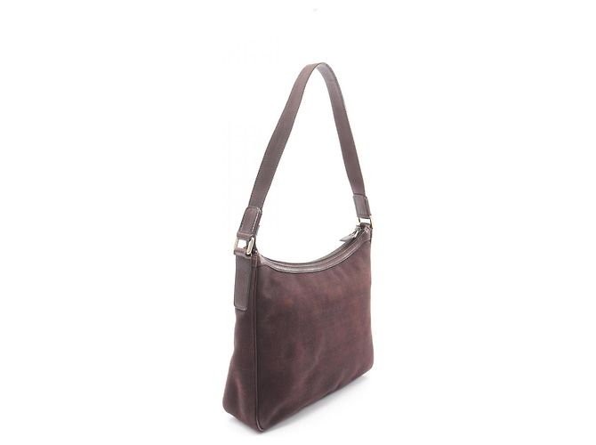 Borsa a spalla in tela e pelle marrone Gucci - vista 2