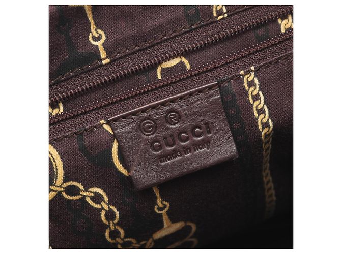 Borsa a spalla in tela e pelle marrone Gucci - vista 4