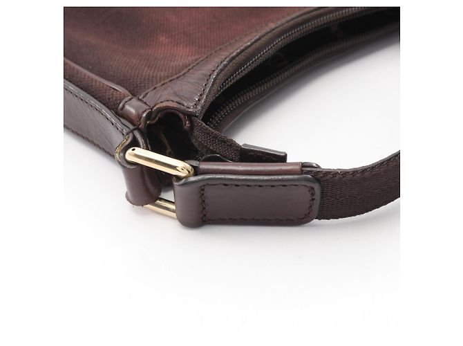 Borsa a spalla in tela e pelle marrone Gucci - vista 8