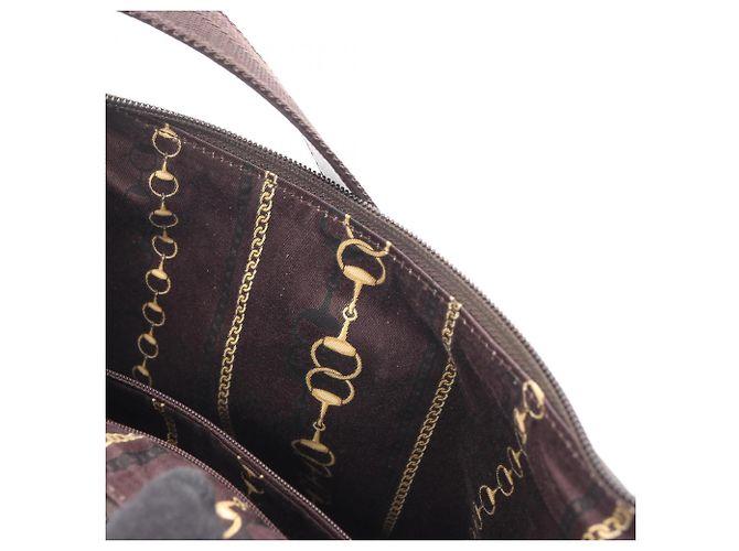 Borsa a spalla in tela e pelle marrone Gucci - vista 9