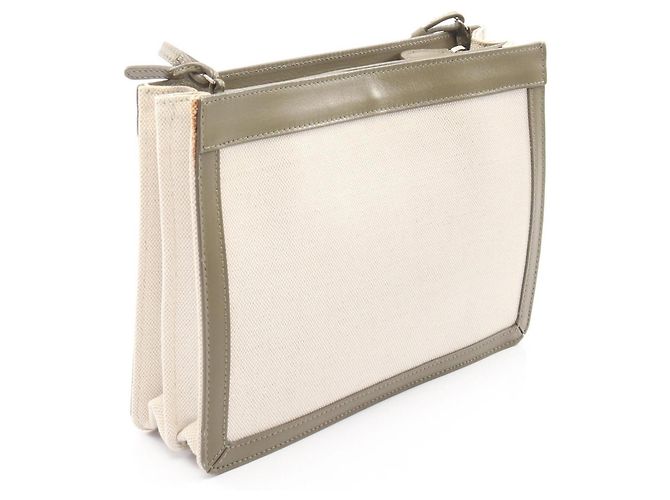 Everyday Borsa a spalla in tela e pelle Balenciaga khaki e bianca Bianco Cachi - vista 2