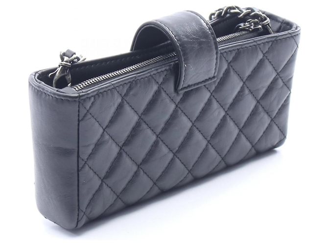 Borsa a Spalla Icon Phone Holder Matelassé 2.55 di Chanel Nero - vista 2