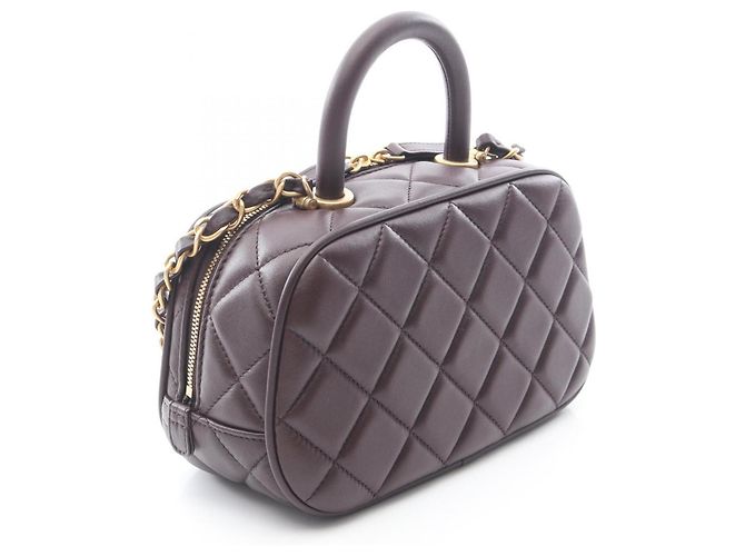 Borsa Bowling Mini Matelassé Chanel Marrone - vista 2