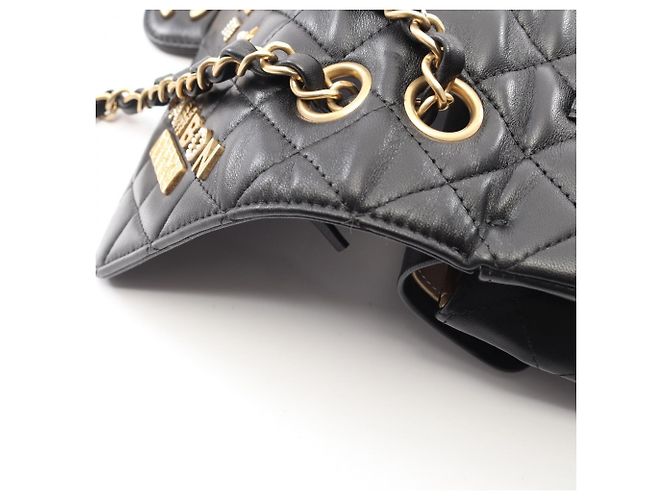 Borsa a Spalla Chanel Matelassé Double Flap Icon Charm Nero - vista 10