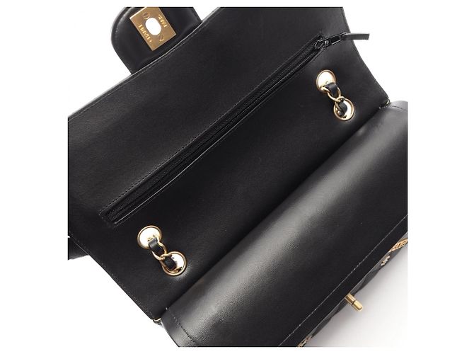 Borsa a Spalla Chanel Matelassé Double Flap Icon Charm Nero - vista 6