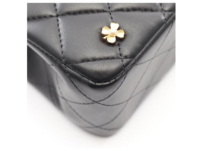 Borsa a Spalla Chanel Matelassé Double Flap Icon Charm Nero - vista 7