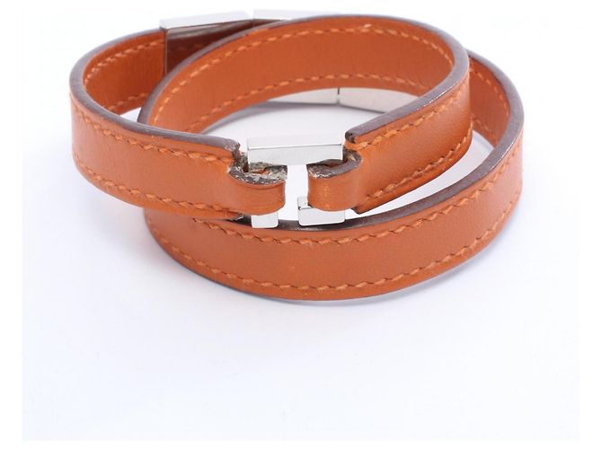 Bracciale Charm Collier de Chien Medor di Hermès Argento Arancione - vista 2