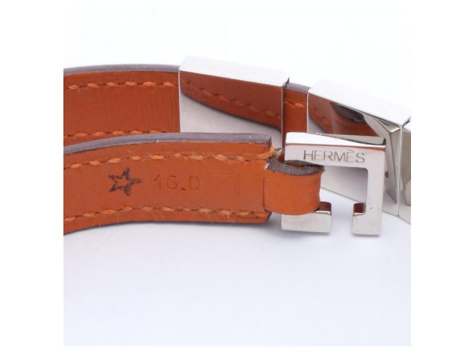 Bracciale Charm Collier de Chien Medor di Hermès Argento Arancione - vista 4