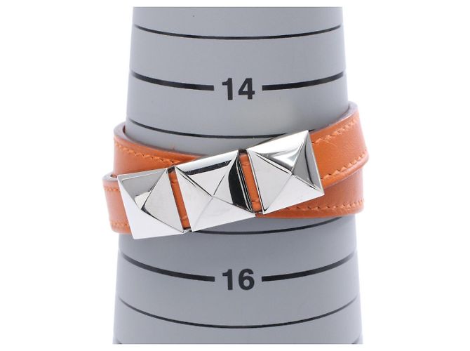 Bracciale Charm Collier de Chien Medor di Hermès Argento Arancione - vista 5
