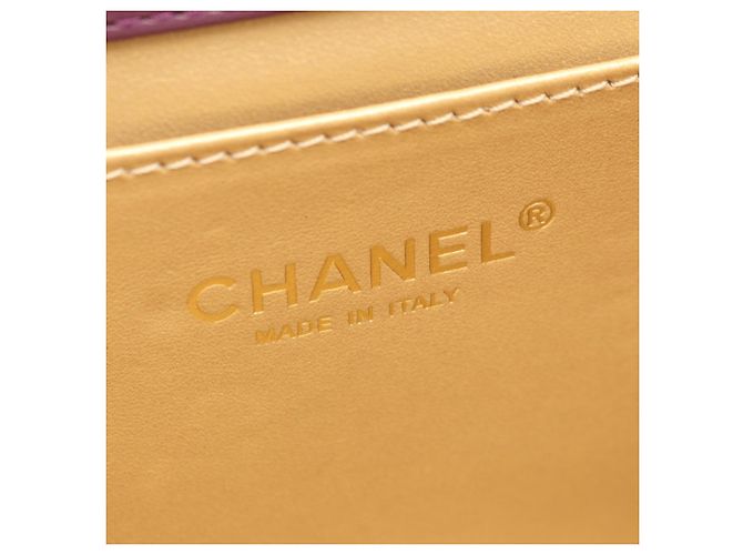 Borsa a Spalla Chanel Mini Matelassé in Pelle di Agnello Porpora - vista 4