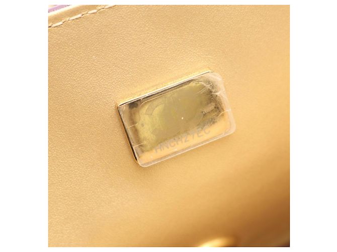 Borsa a Spalla Chanel Mini Matelassé in Pelle di Agnello Porpora - vista 5