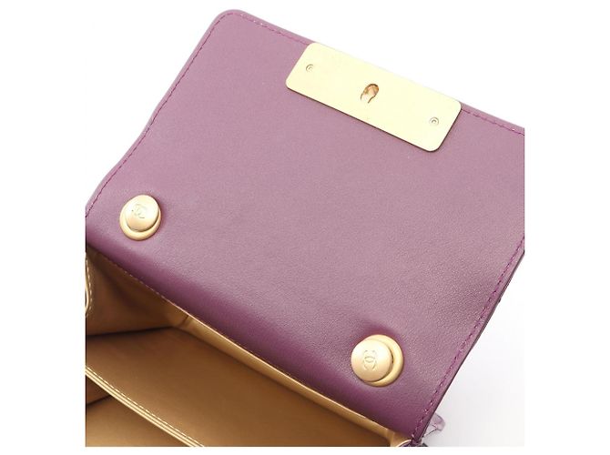 Borsa a Spalla Chanel Mini Matelassé in Pelle di Agnello Porpora - vista 6