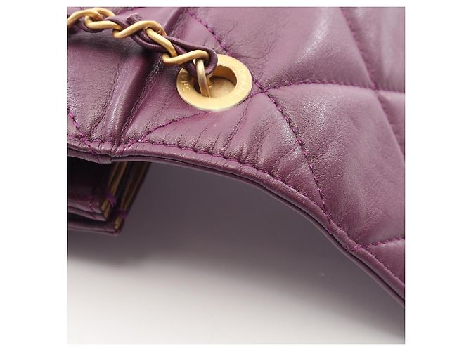 Borsa a Spalla Chanel Mini Matelassé in Pelle di Agnello Porpora - vista 8