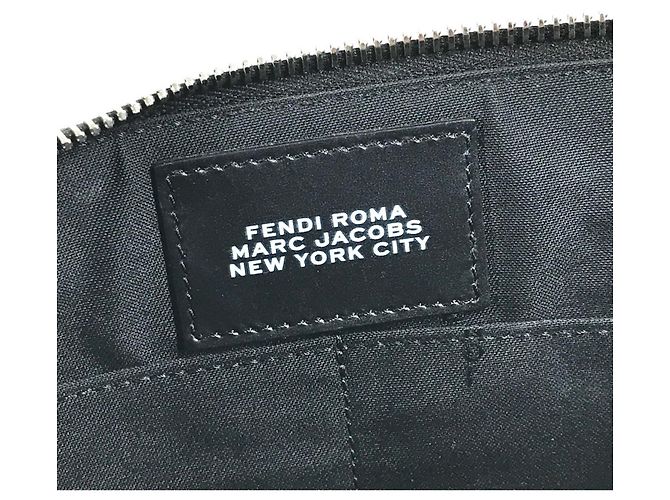Borsa clutch con logo della collaborazione Fendi x Marc Jacobs Nero Bianco - vista 12
