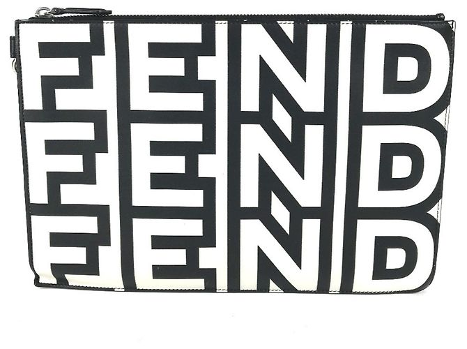 Borsa clutch con logo della collaborazione Fendi x Marc Jacobs Nero Bianco - vista 2