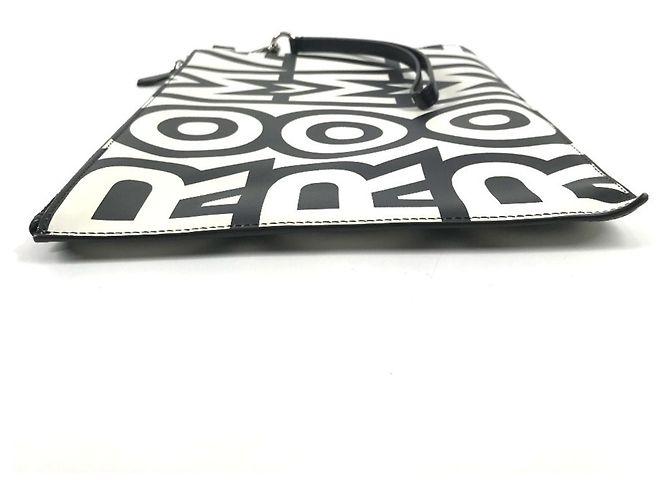 Borsa clutch con logo della collaborazione Fendi x Marc Jacobs Nero Bianco - vista 4