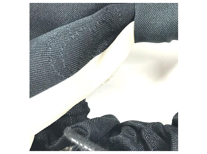 Chanel Vintage CC Coco Mark Scrunchie de Seda Negro Blanco - vista 12