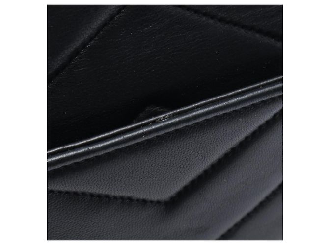 Bolsa de ombro Chanel Chevron V-Stitch em couro de cordeiro preto - vista 11
