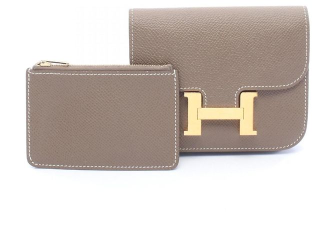 Billetera bi-fold slim Constance de Hermès Castaño Gris pardo - vista 6