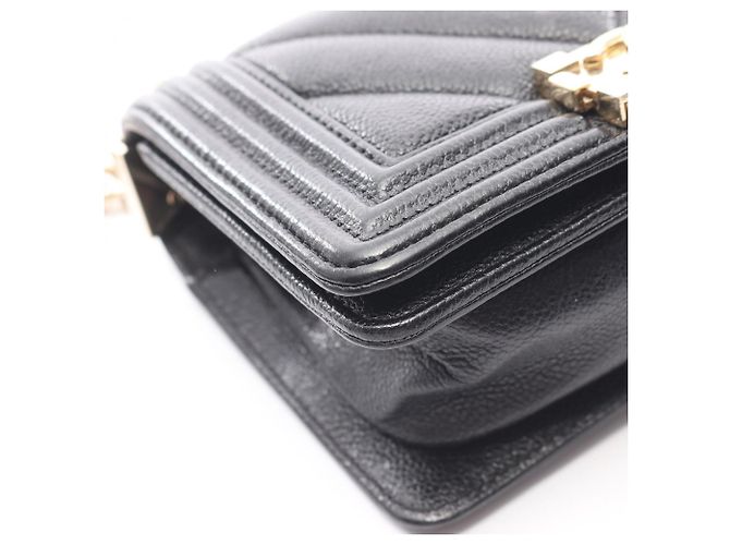 Borsa a Spalla Chanel Boy Mini Chevron V-Stitch Nero - Ansicht 7