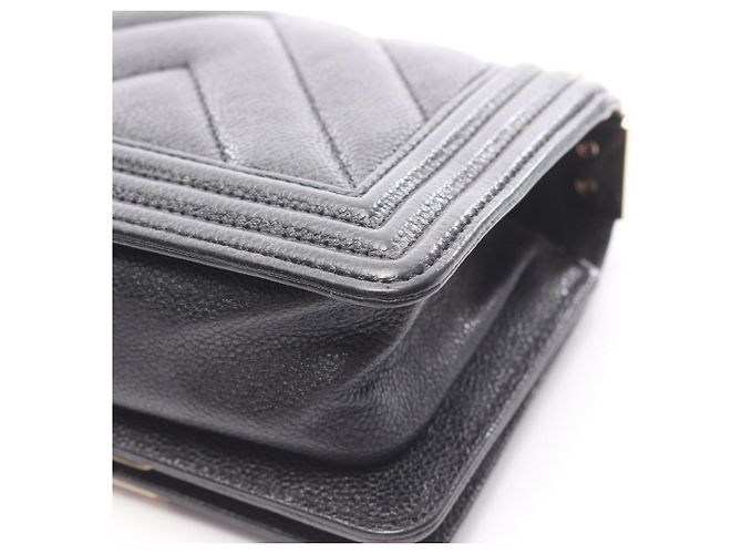Borsa a Spalla Chanel Boy Mini Chevron V-Stitch Nero - Ansicht 8