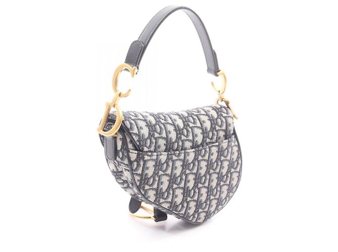 Borsa Mini Saddle Christian Dior Beige Blu navy - vista 2