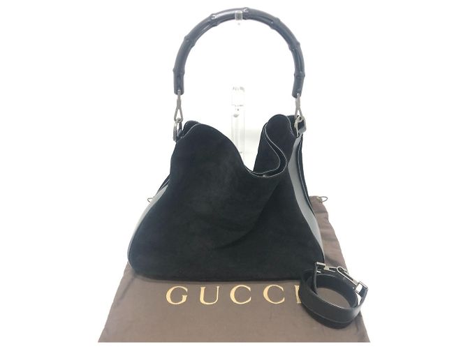 Borsa 2 in 1 Bamboo 2404 di Gucci Nero - vista 18