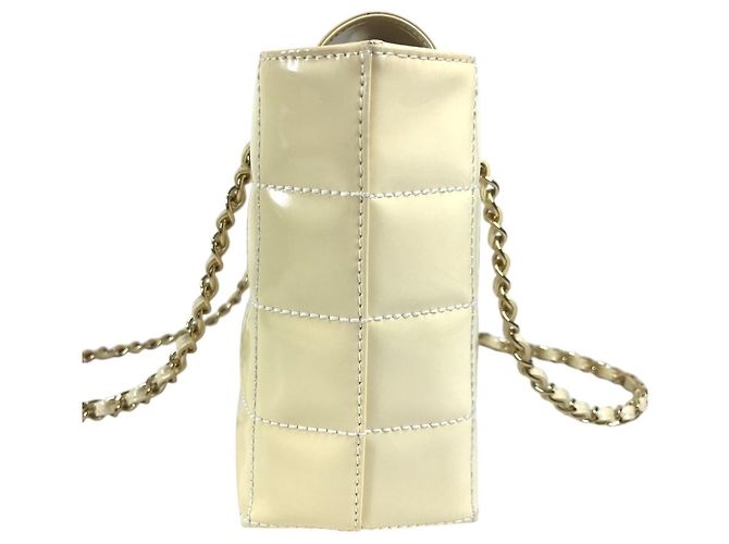 Borsa Chocolate Bar con Logo CC Coco di Chanel Bianco Giallo - vista 3