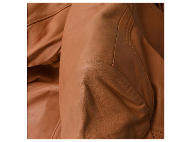 Alexander McQueen Bikerjacke mit Reißverschluss aus braunem Leder Rot - Ansicht 13