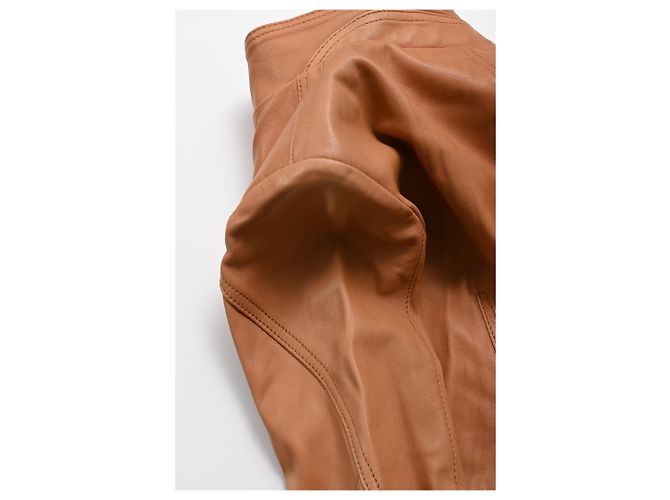 Alexander McQueen Bikerjacke mit Reißverschluss aus braunem Leder Rot - Ansicht 14