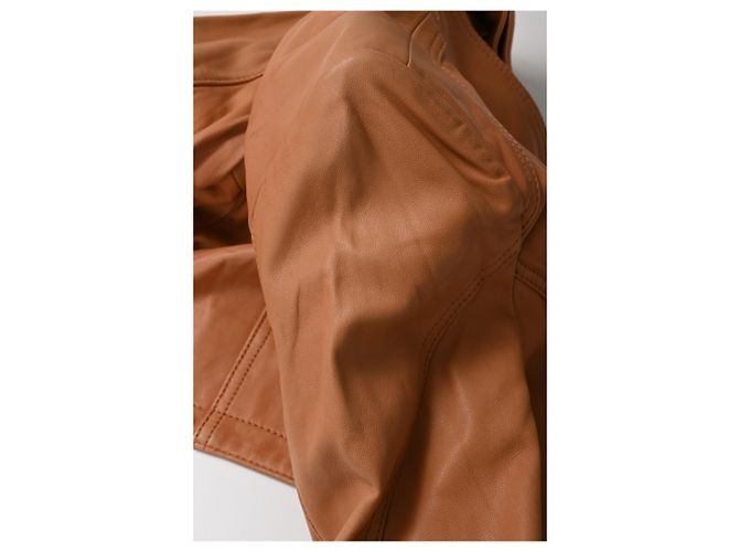 Alexander McQueen Bikerjacke mit Reißverschluss aus braunem Leder Rot - Ansicht 15