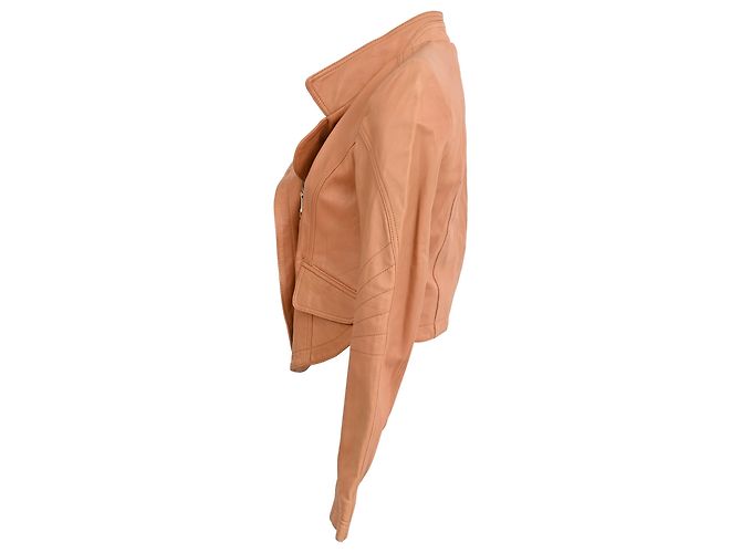 Alexander McQueen Bikerjacke mit Reißverschluss aus braunem Leder Rot - Ansicht 2