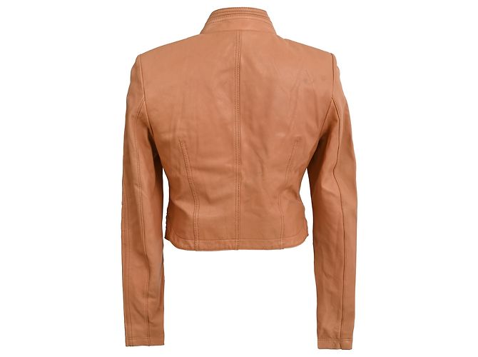 Alexander McQueen Bikerjacke mit Reißverschluss aus braunem Leder Rot - Ansicht 3