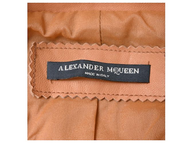 Alexander McQueen Bikerjacke mit Reißverschluss aus braunem Leder Rot - Ansicht 4