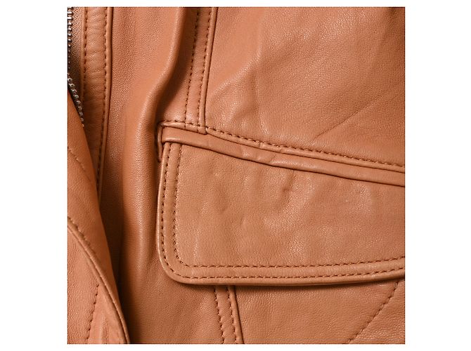 Alexander McQueen Bikerjacke mit Reißverschluss aus braunem Leder Rot - Ansicht 6