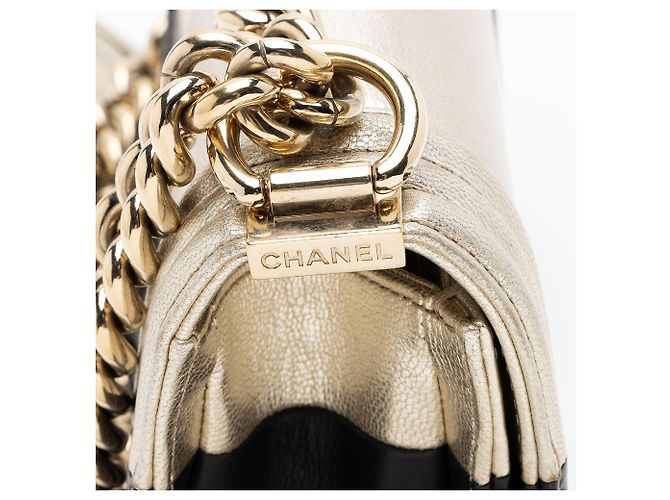 Chanel Bicolor Kalbsleder Kleine Boy Tasche Schwarz - Ansicht 10