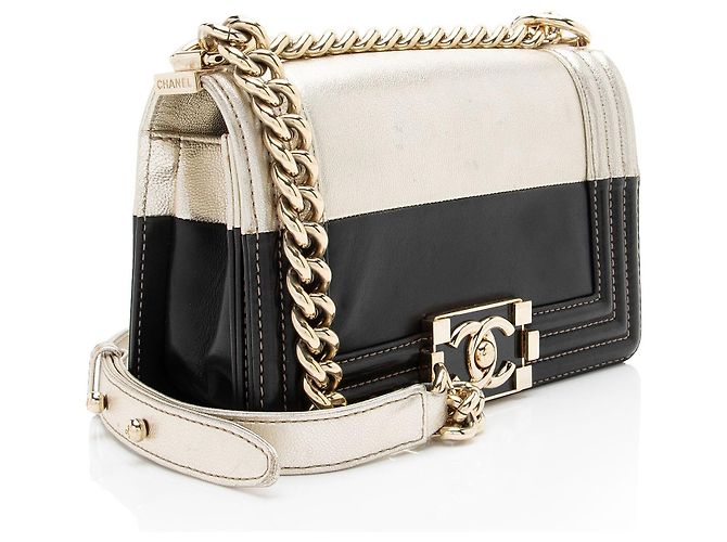 Chanel Bicolor Kalbsleder Kleine Boy Tasche Schwarz - Ansicht 2