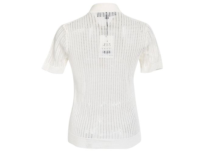 Polo-Pullover aus weißer Baumwolle mit Pointelle-Strick von Ralph Lauren Roh - Ansicht 3
