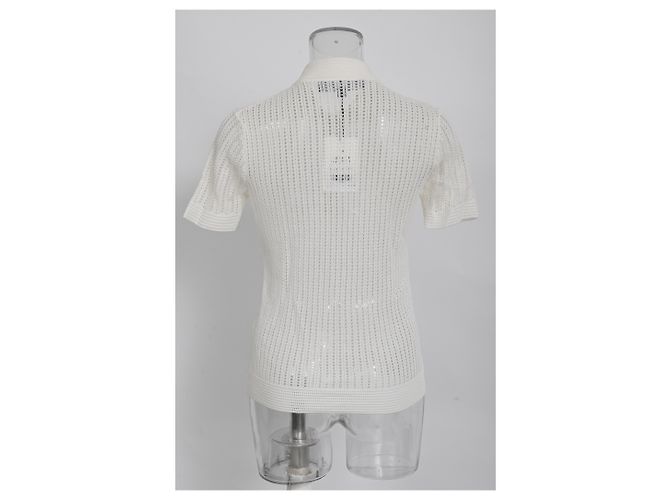 Polo-Pullover aus weißer Baumwolle mit Pointelle-Strick von Ralph Lauren Roh - Ansicht 6