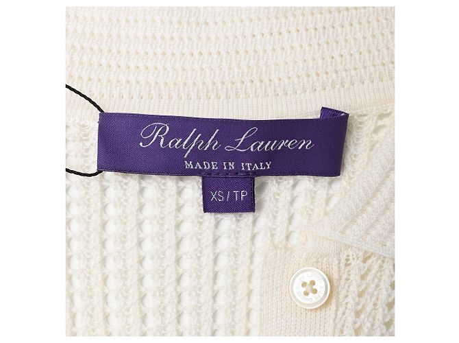 Polo-Pullover aus weißer Baumwolle mit Pointelle-Strick von Ralph Lauren Roh - Ansicht 7