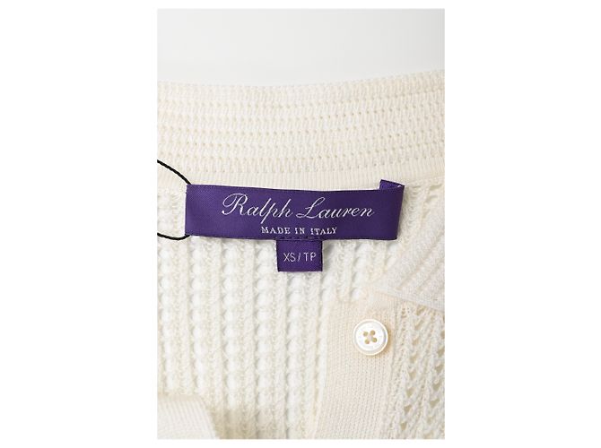 Polo-Pullover aus weißer Baumwolle mit Pointelle-Strick von Ralph Lauren Roh - Ansicht 8