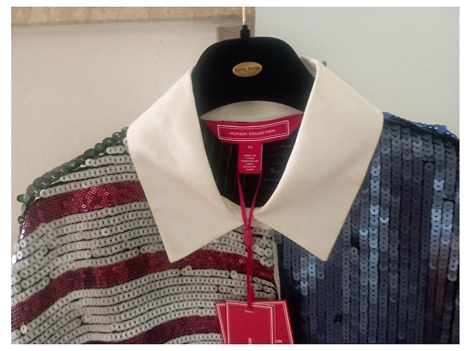 Autre Marque Langärmliges Kleid mit Patchwork-Pailletten Schwarz Rot Blau Mehrfarben Golden Grün - Ansicht 12