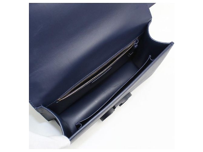 Borsa a spalla in pelle di vitello blu navy Christian Dior - vista 3