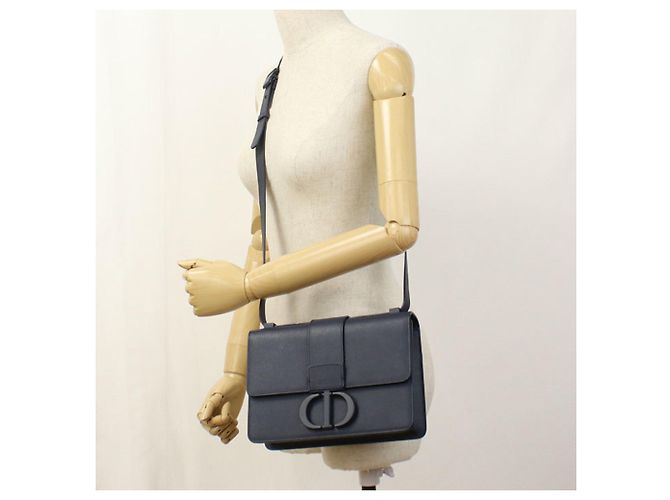 Borsa a spalla in pelle di vitello blu navy Christian Dior - vista 8