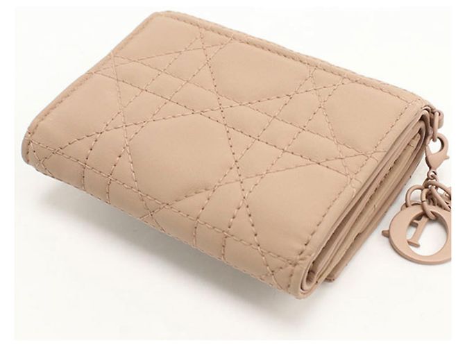 Christian Dior Beige Leather Tri-fold Wallet - view 2