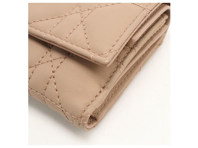 Christian Dior Beige Leather Tri-fold Wallet - view 6