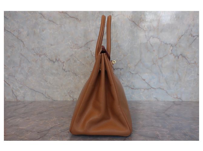 Borsa Hermès Birkin in Ardennes marrone con hardware dorato 35 - vista 3