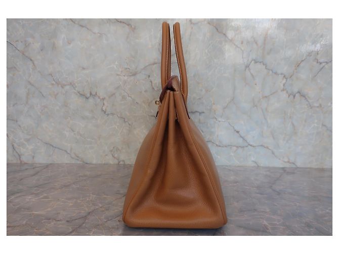 Borsa Hermès Birkin in Ardennes marrone con hardware dorato 35 - vista 4