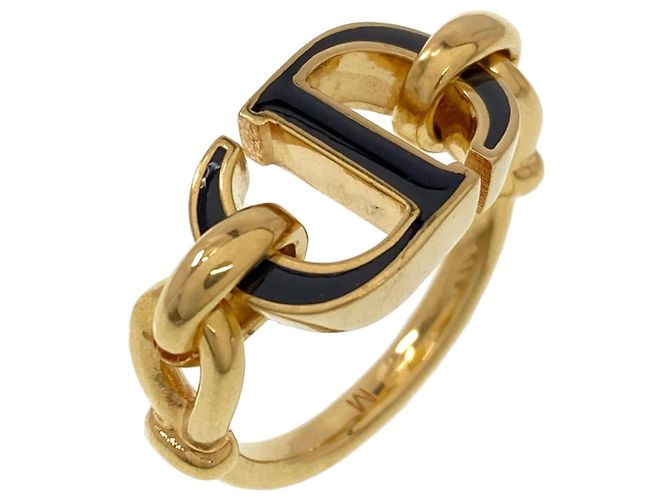 Anello con logo CD 30 Montaigne Christian Dior Nero D'oro - vista 2