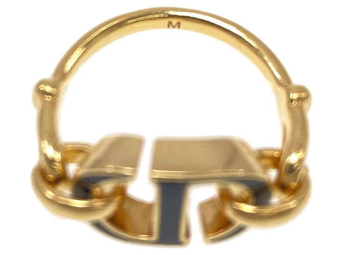 Anello con logo CD 30 Montaigne Christian Dior Nero D'oro - vista 5